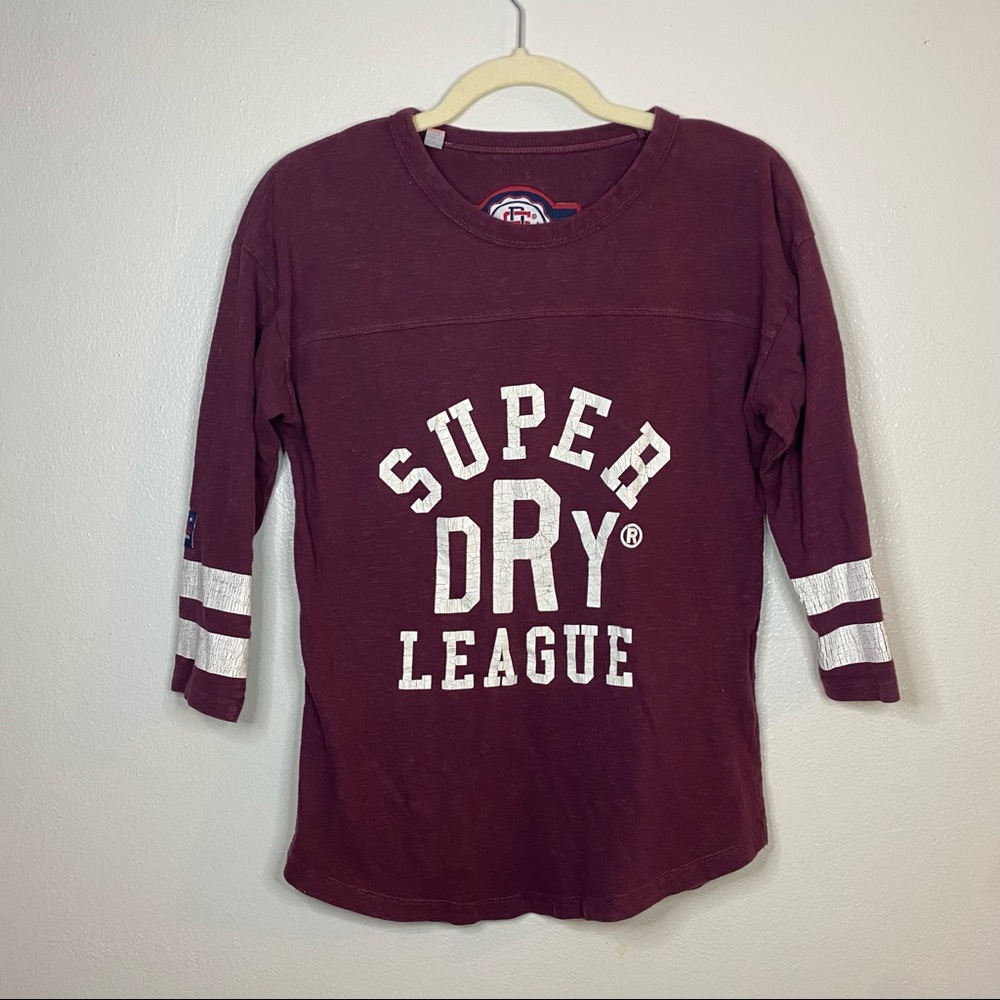 Superdry mid sleeves burgundy shirt
